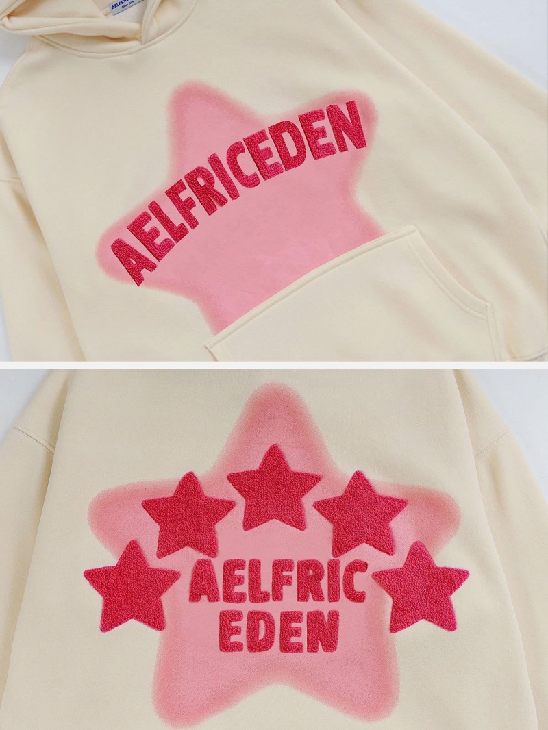 Sweat a Capuche Aelfric Eden Vintage Embroidery Star Blanche | SWQ-82721640